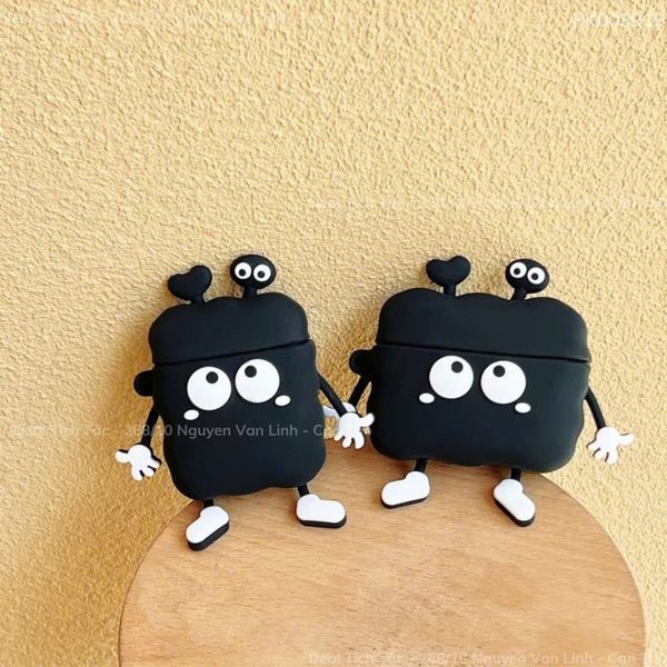 ** Case Airpods Pro than đen mắt trắng