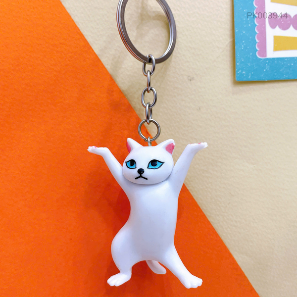 ** Móc khóa mèo trắng đứng 2 chân