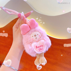 ** Móc khóa bông chuột chuỗi đội nơ Beuty Girl