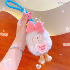 ** Móc khóa bông chuột chuỗi đội nơ Beuty Girl