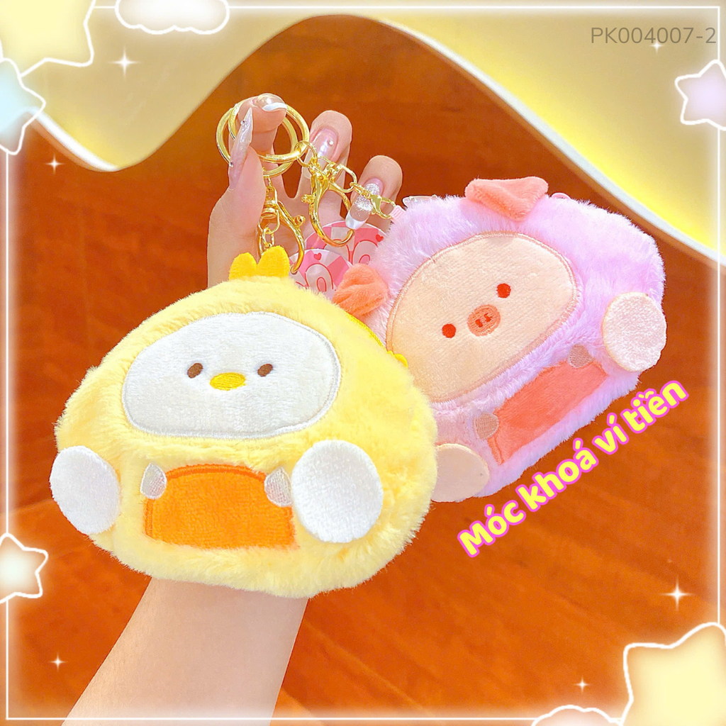 ** Móc khóa ví bông heo thơm nhiều màu