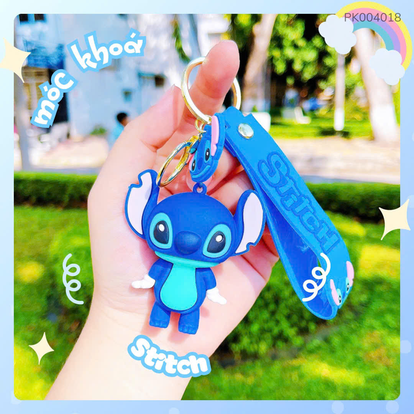 ** Móc khóa silicon Stitch tai đứng xanh dương
