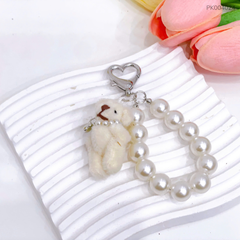 ** Móc khóa gấu bông mini chuỗi hạt ngọc