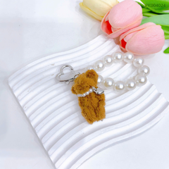 ** Móc khóa gấu bông mini chuỗi hạt ngọc