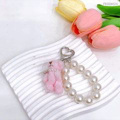 ** Móc khóa gấu bông mini chuỗi hạt ngọc