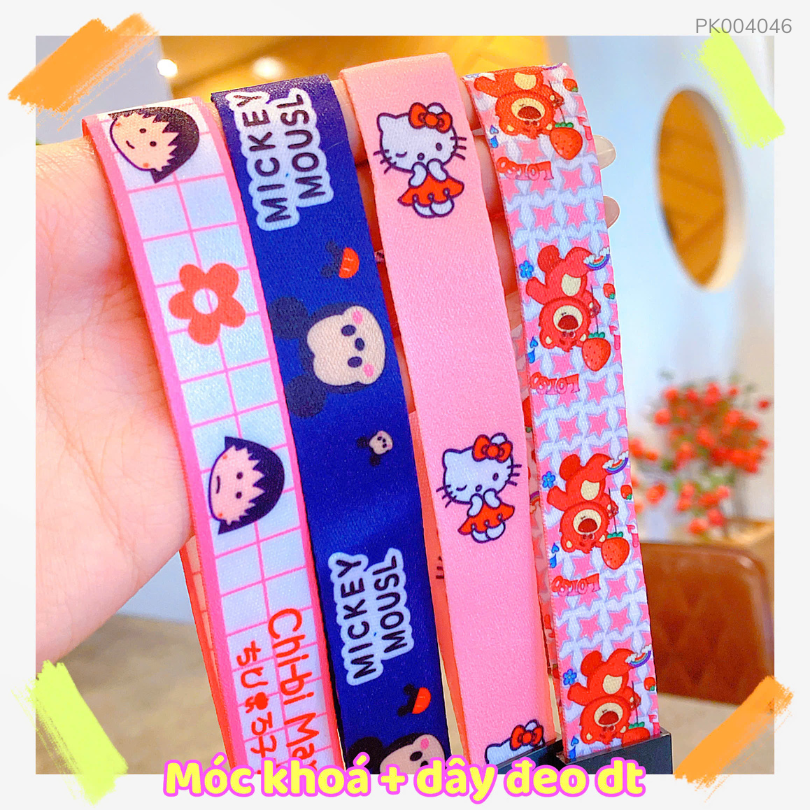 ** Dây đeo lụa ngắn gắn mặt hoạt hình