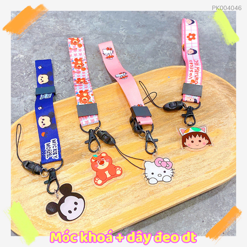 ** Dây đeo lụa ngắn gắn mặt hoạt hình