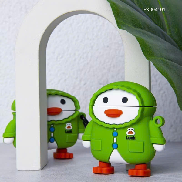 ** Case Airpods 3 silicon vịt hoddie xanh lá