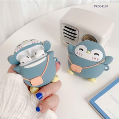 ** Case Airpods 1/2 silicon chim xanh đeo túi hồng