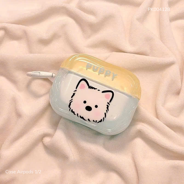 ** Case Airpods 1/2 dẻo Puppy nắp vàng