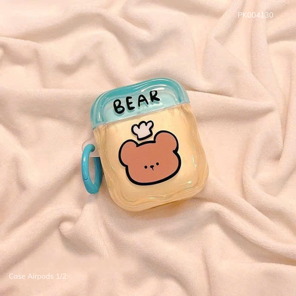 ** Case Airpods 1/2 dẻo Bear nắp xanh