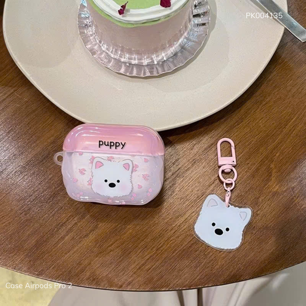 ** Case Airpods Pro 2 dẻo Puppy nắp hồng