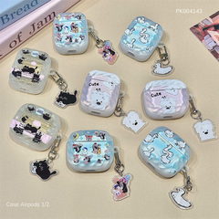 ** Case Airpods 1/2 lưng trong viền nhám in hình