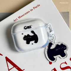 ** Case Airpods 4 dẻo trong in mèo đen