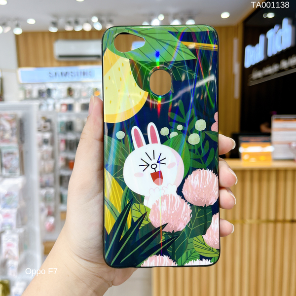 Ốp Oppo F7 gấu brown thỏ cony bóng