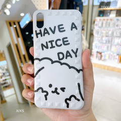 Ốp IP Xs Max Nhám Gấu trắng Have A Nice Day viền ô nổi khảm camera