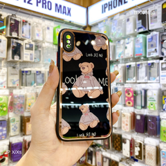 ** Ốp IP X Gấu mặc áo khoác Look at me lưng kính viền xi