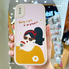 Ốp IP Xs Max Cô gái uống cà phê Being a girl is so great!! vân da sần