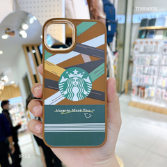 ** Ốp IP 13 6.1 Silicon nút vàng lưng Starbucks