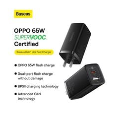 Cóc sạc Baseus Gan2 Lite Super VOOC 1U 1C 65W CCGL010001