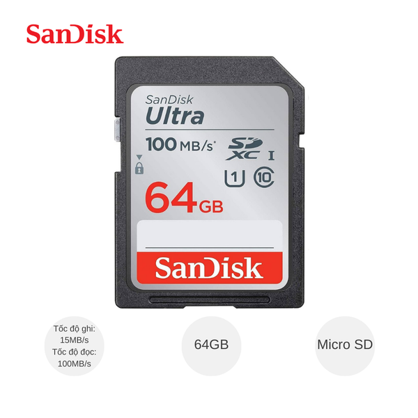 Thẻ nhớ SD Sandisk Ultra 64G