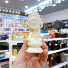** Tượng Phật Quan Âm bạch ngọc ngồi đài sen