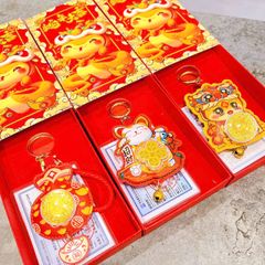 ** Móc khóa da mèo thần tài đồng xu xoay