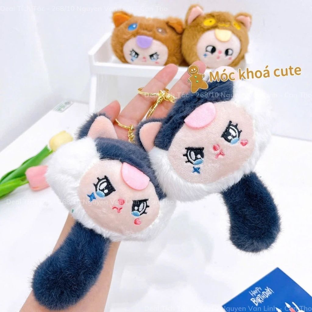 ** Móc khóa bông baby three bóp đuôi kêu
