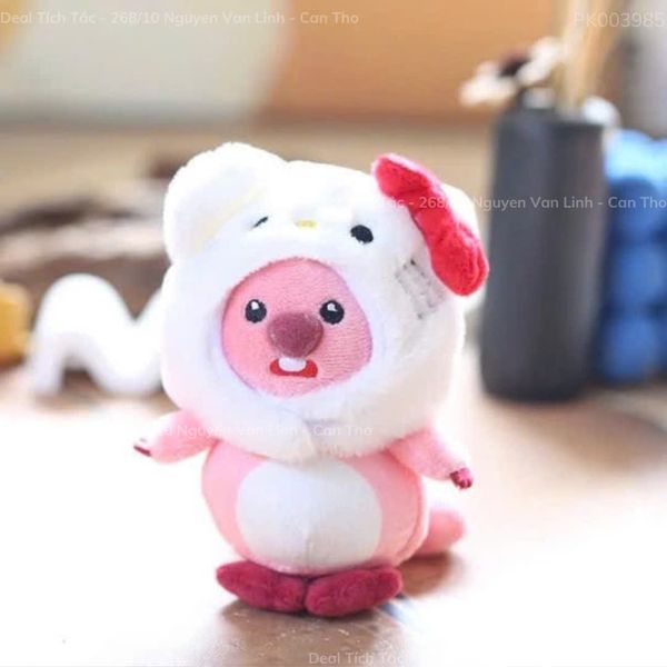 ** Móc khóa gấu bông Loopy đội nón Kitty