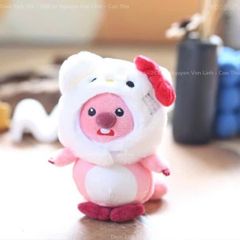 ** Móc khóa gấu bông Loopy đội nón Kitty