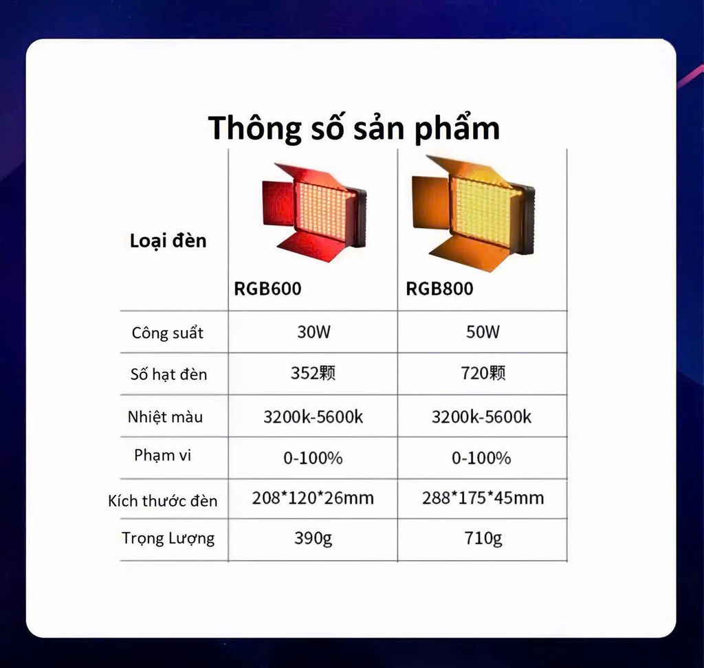Đèn U800 RGB kèm pin kèm chân