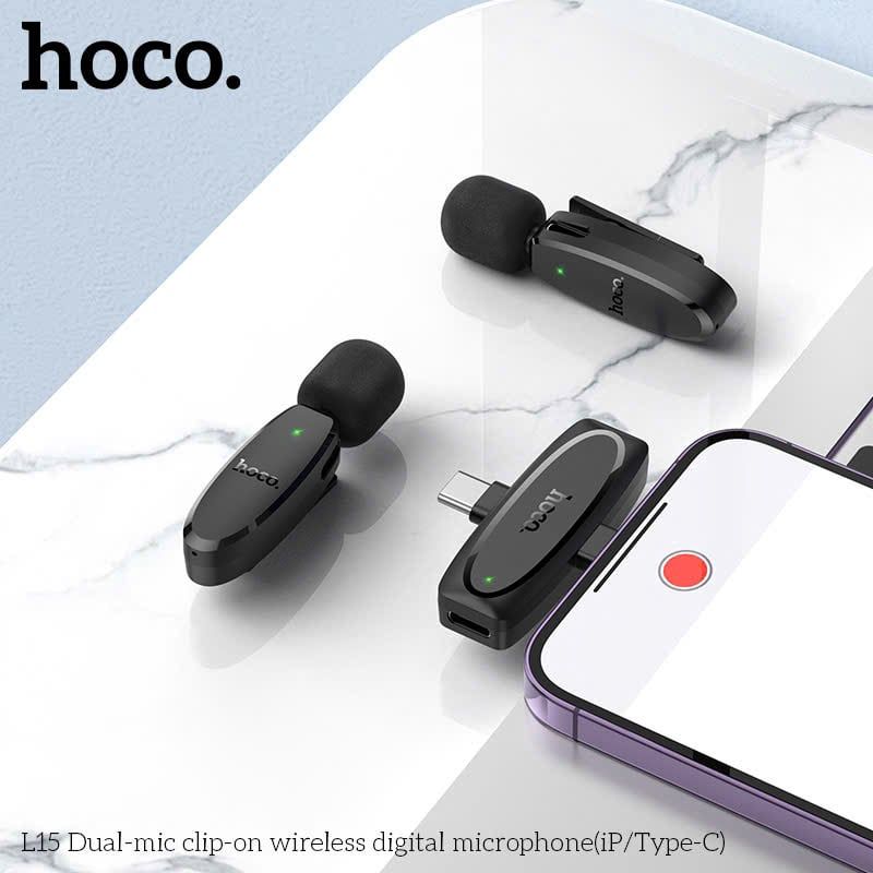 Micro cài áo Hoco L15 Dual Mic 2 in 1