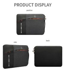 Túi chống sốc Laptop QC 3 ngăn khoá kéo màu cam quai xách dọc 15.6 inch