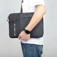 Túi chống sốc Laptop QC 3 ngăn khoá kéo màu cam quai xách dọc 15.6 inch