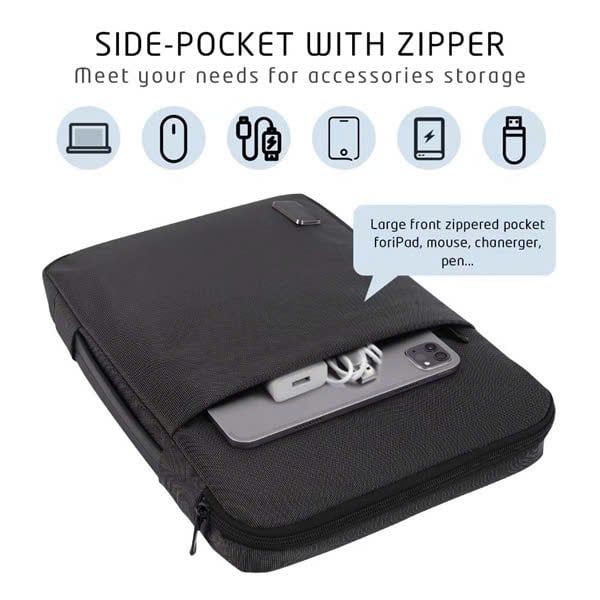 Túi chống sốc Laptop QC 2 ngăn Logo da quai xách ngang 15.6 inch