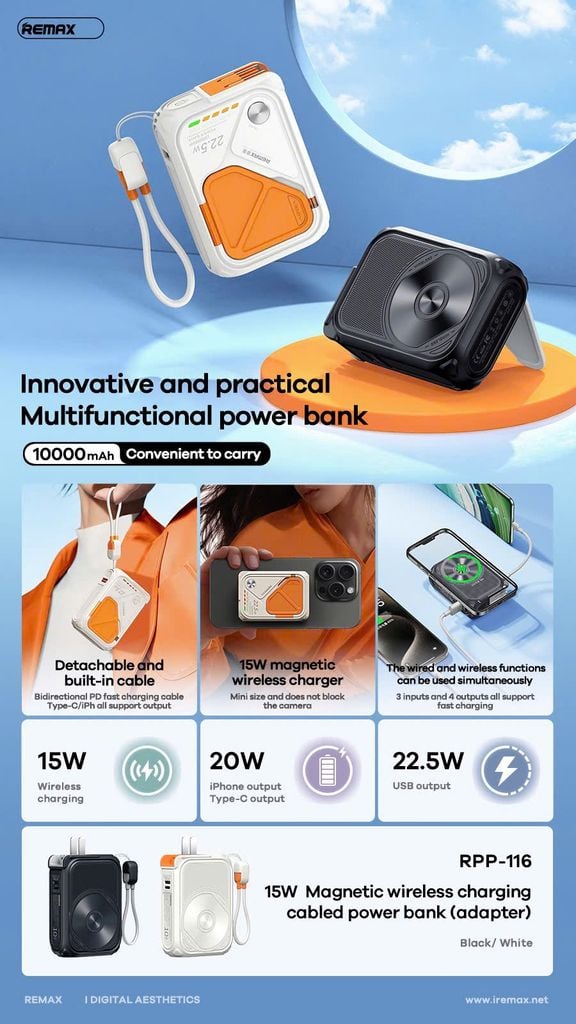 PDP không dây Remax RPP116 10.000mAh 22.5W
