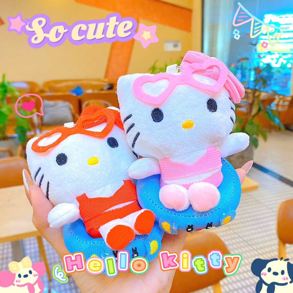 ** Móc khóa bông Hello Kitty phao xanh