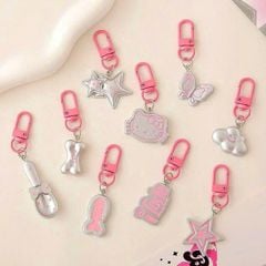 ** Móc khóa mini tone bạc hồng nhiều hình