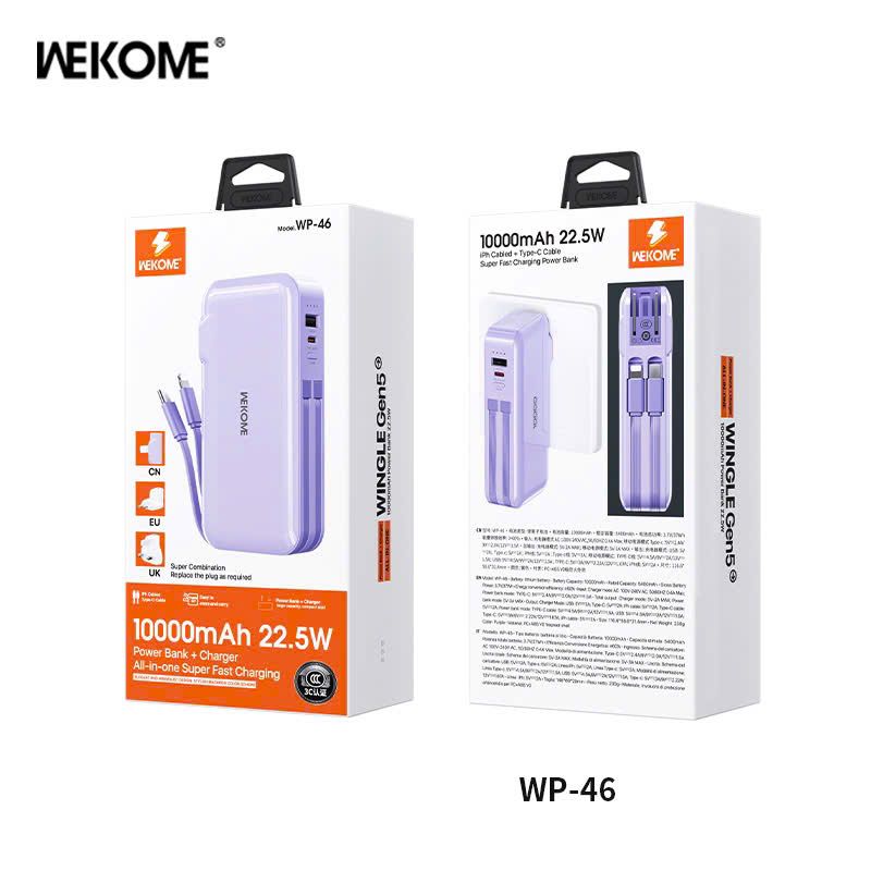 ** PDP Wekome WP46 10.000mAh 22.5W kèm cáp