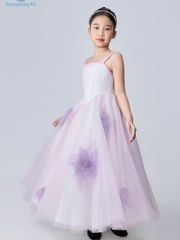 Váy công chúa bé gái tết viền hai dây dáng corset tùng xoè màu tím pastel ngọt ngào Ban Mai Dress - Eunoia By AN