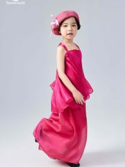 Set áo hai dây cổ vuông kèm quần lụa organza màu hồng cho bé gái Hà My Set - Eunoia By AN