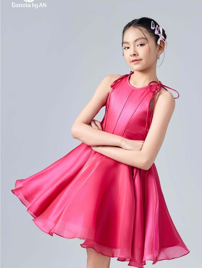 Váy công chúa bé gái cổ yếm corset dáng xoè màu hồng Ân Trang Dress - Eunoia By AN