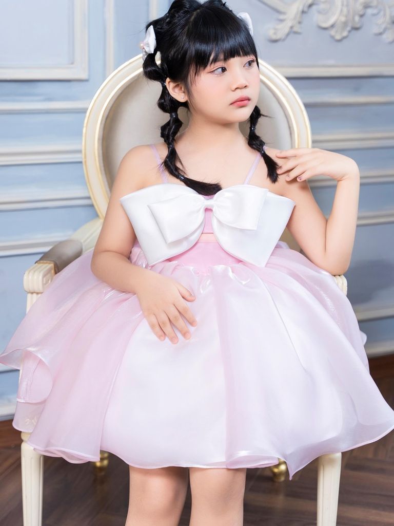 Váy công chúa cho bé gái nơ trắng Ruka Dress - Eunoia By AN