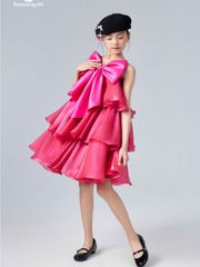 Váy công chúa bé gái 3 tầng bồng xoè điểm nhấn nơ to bản màu hồng Hồng Anh Dress - Eunoia By AN