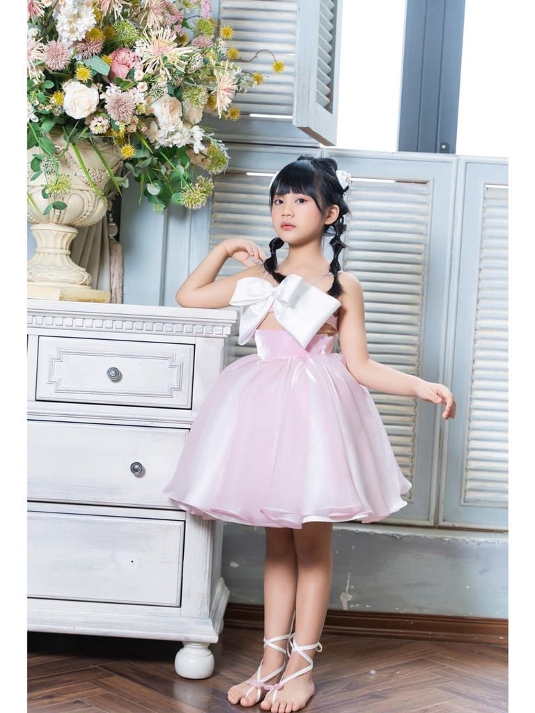 Váy công chúa cho bé gái nơ trắng Ruka Dress - Eunoia By AN