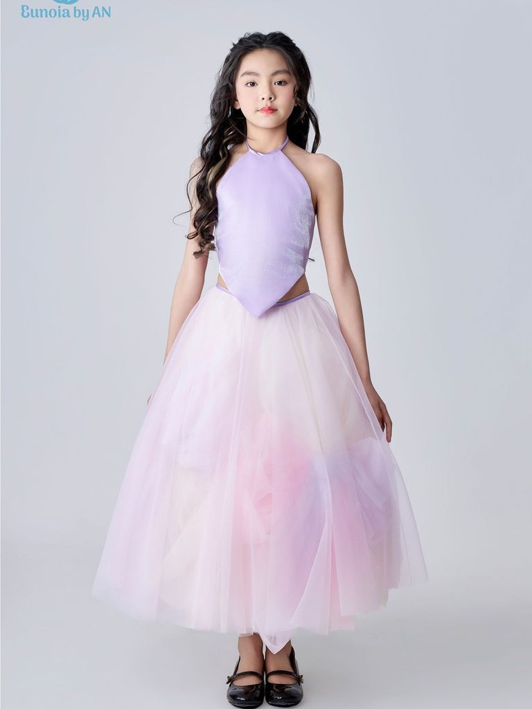 Set áo cổ yếm tím kèm chân váy công chúa voan xoè pastel ombre ngọt ngào Hồ Điệp Dress - Eunoia By AN