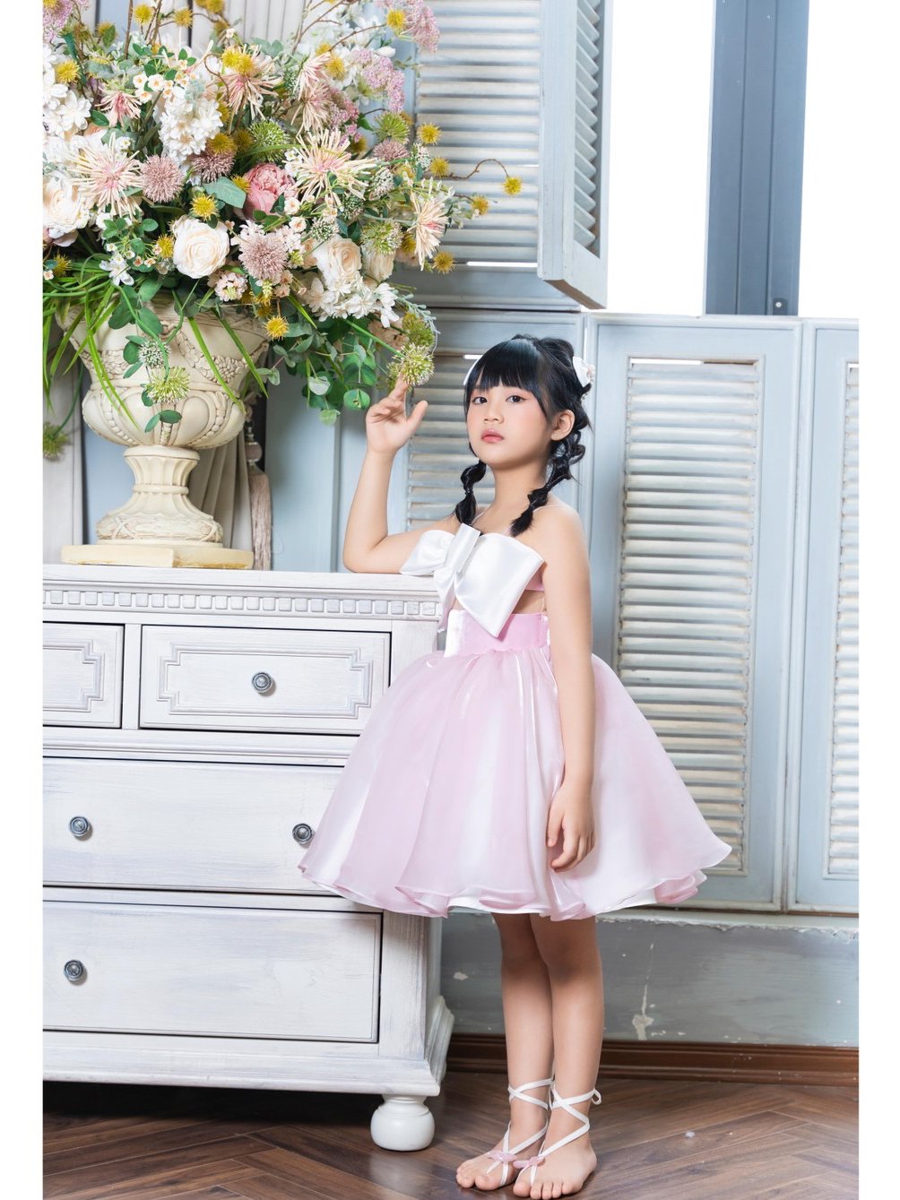 Váy công chúa cho bé gái nơ trắng Ruka Dress - Eunoia By AN