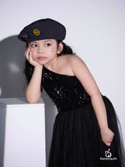 Váy công chúa cho bé gái màu đen lệch vai Aydin Dress - Eunoia by AN