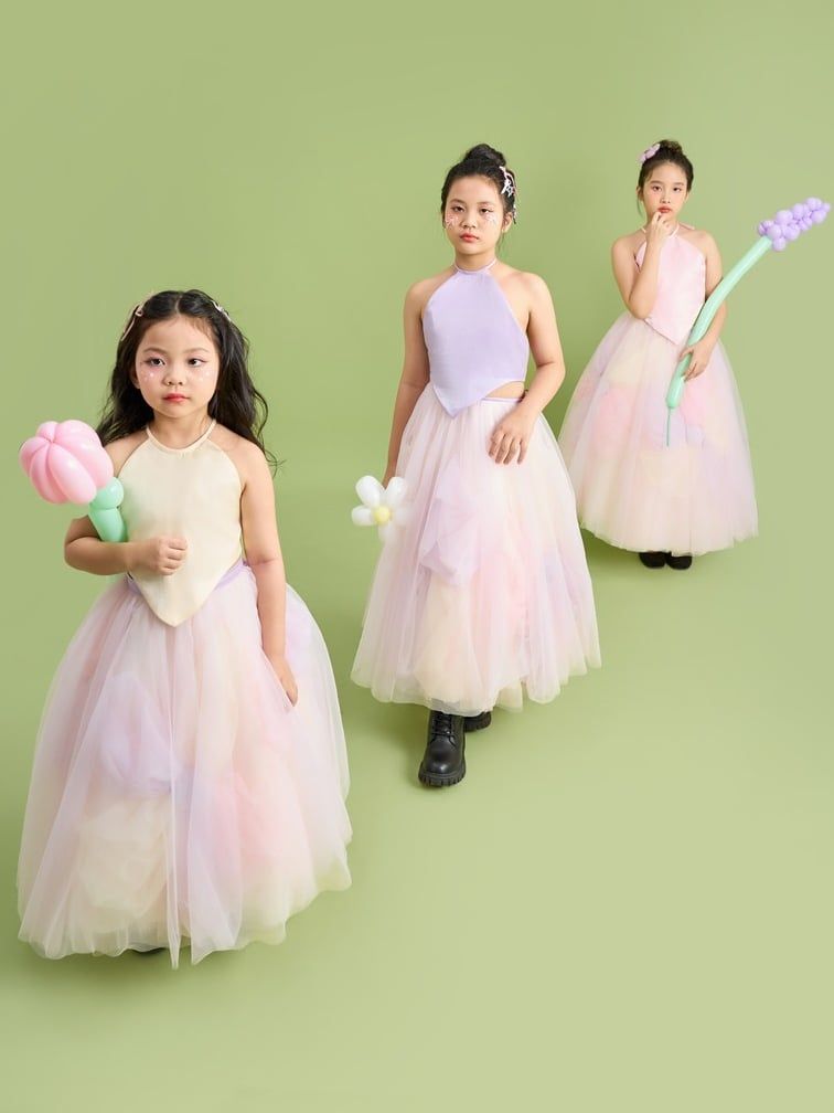 Set áo cổ yếm tím kèm chân váy công chúa voan xoè pastel ombre ngọt ngào Hồ Điệp Dress - Eunoia By AN