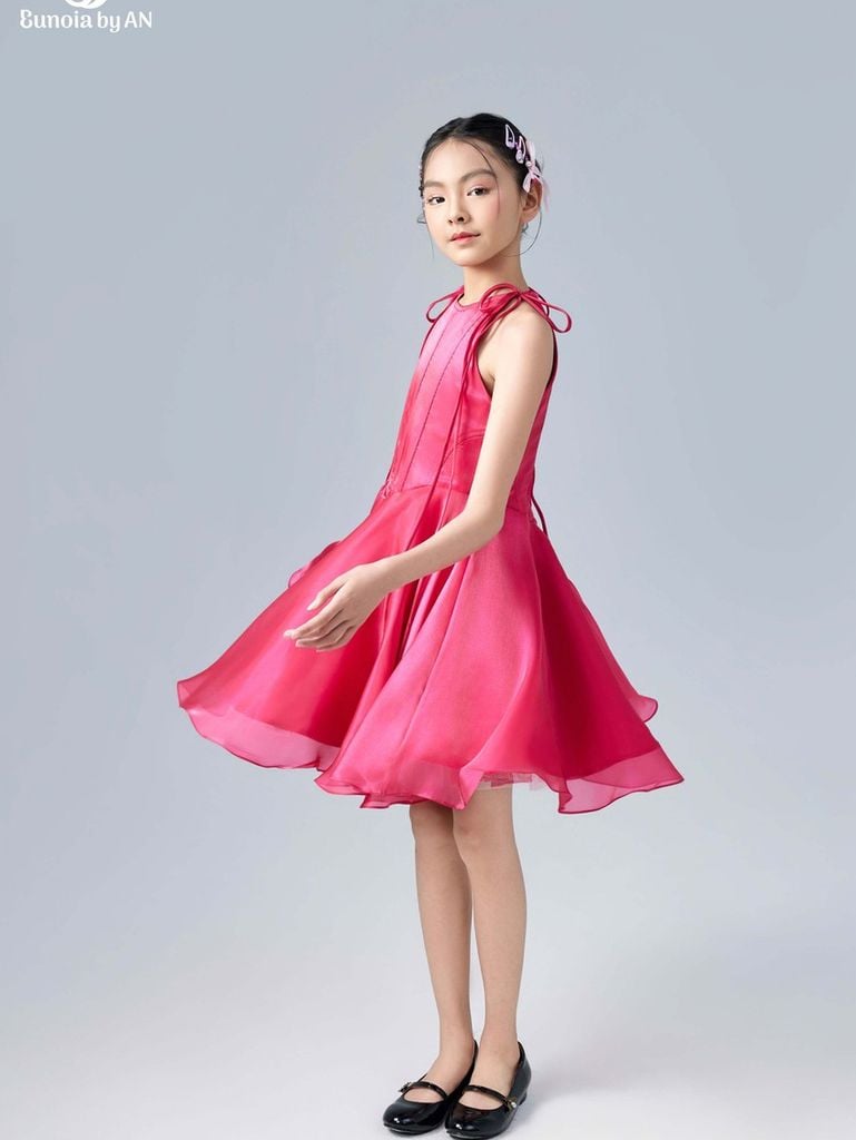 Váy công chúa bé gái cổ yếm corset dáng xoè màu hồng Ân Trang Dress - Eunoia By AN
